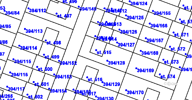 Parcela st. 515 v KÚ Osnice, Katastrální mapa
