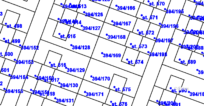 Parcela st. 394/169 v KÚ Osnice, Katastrální mapa