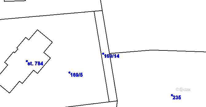 Parcela st. 169/14 v KÚ Osnice, Katastrální mapa