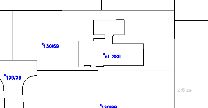 Parcela st. 880 v KÚ Osnice, Katastrální mapa