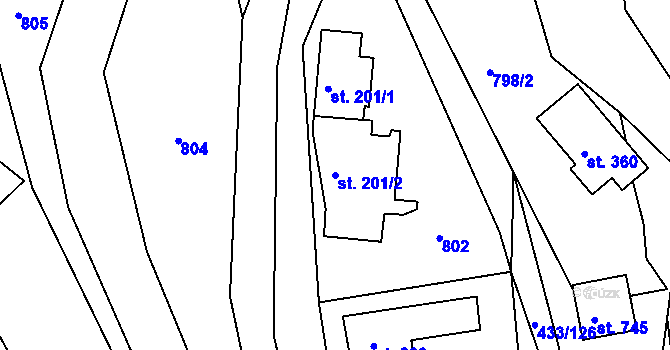 Parcela st. 201/2 v KÚ Osnice, Katastrální mapa