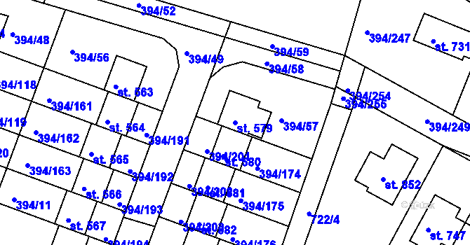 Parcela st. 579 v KÚ Osnice, Katastrální mapa