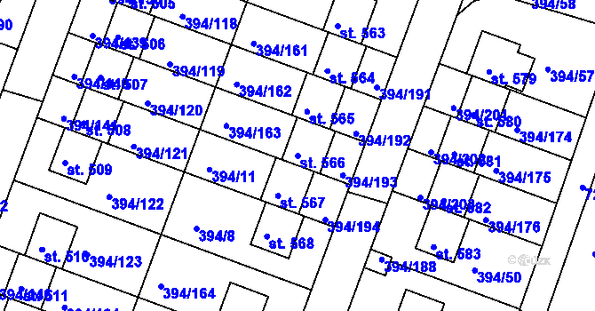 Parcela st. 566 v KÚ Osnice, Katastrální mapa