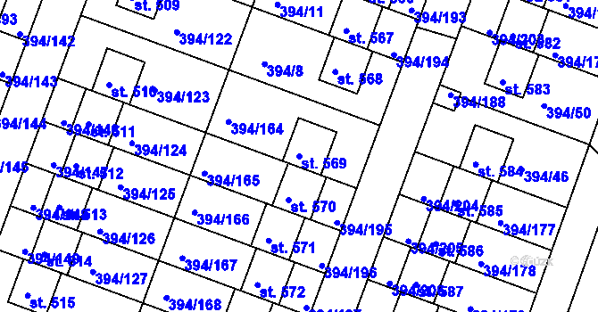 Parcela st. 569 v KÚ Osnice, Katastrální mapa