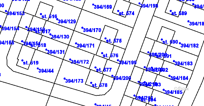 Parcela st. 576 v KÚ Osnice, Katastrální mapa