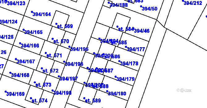 Parcela st. 586 v KÚ Osnice, Katastrální mapa