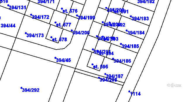 Parcela st. 594 v KÚ Osnice, Katastrální mapa