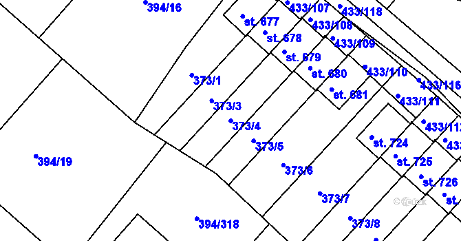 Parcela st. 373/4 v KÚ Osnice, Katastrální mapa