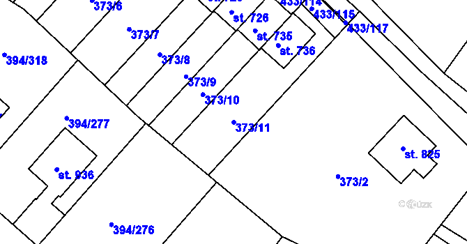 Parcela st. 373/11 v KÚ Osnice, Katastrální mapa