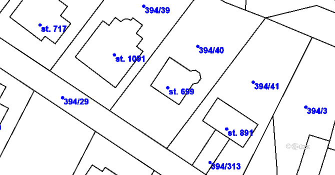 Parcela st. 699 v KÚ Osnice, Katastrální mapa