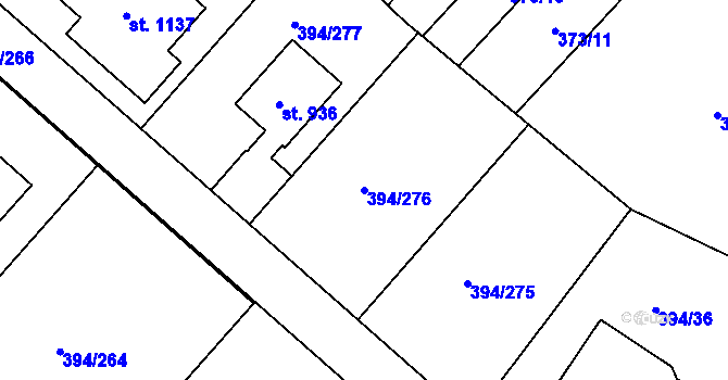 Parcela st. 394/276 v KÚ Osnice, Katastrální mapa