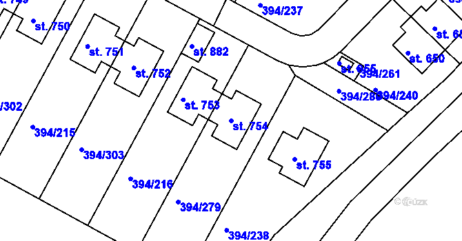 Parcela st. 754 v KÚ Osnice, Katastrální mapa