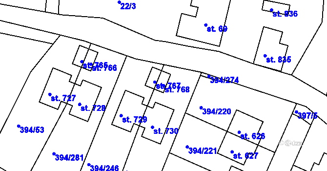 Parcela st. 768 v KÚ Osnice, Katastrální mapa