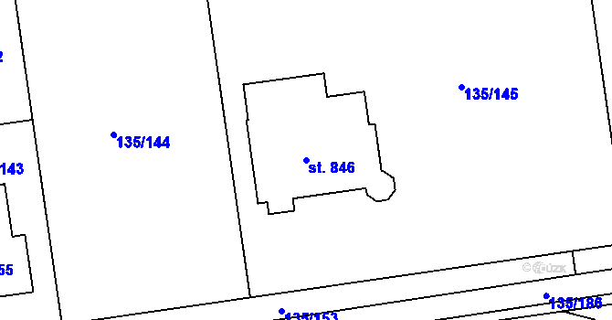 Parcela st. 846 v KÚ Osnice, Katastrální mapa