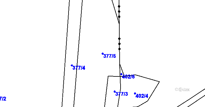 Parcela st. 377/5 v KÚ Zdiměřice u Prahy, Katastrální mapa