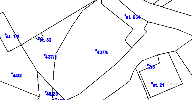 Parcela st. 437/5 v KÚ Zdiměřice u Prahy, Katastrální mapa