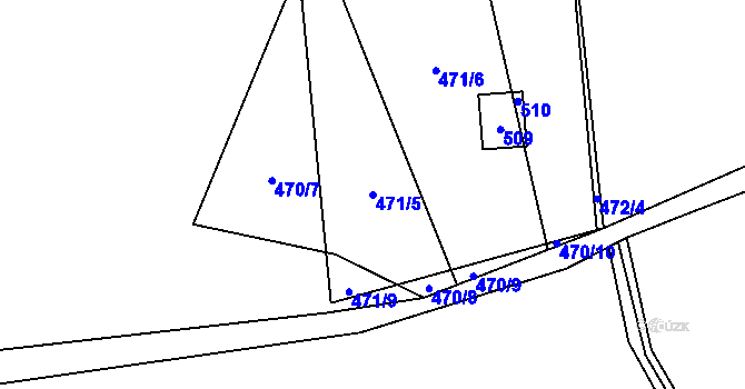Parcela st. 471/5 v KÚ Zdiměřice u Prahy, Katastrální mapa