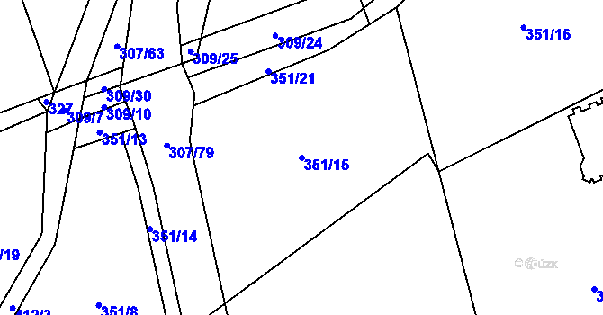Parcela st. 351/15 v KÚ Zdiměřice u Prahy, Katastrální mapa