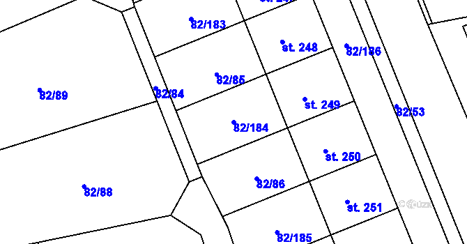 Parcela st. 82/184 v KÚ Zdiměřice u Prahy, Katastrální mapa