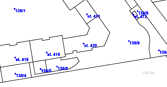 Parcela st. 420 v KÚ Zdiměřice u Prahy, Katastrální mapa