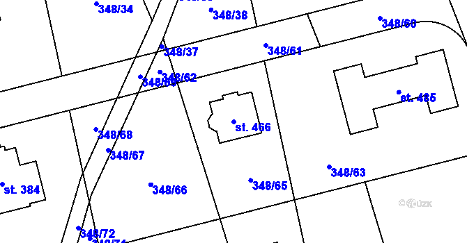 Parcela st. 466 v KÚ Zdiměřice u Prahy, Katastrální mapa