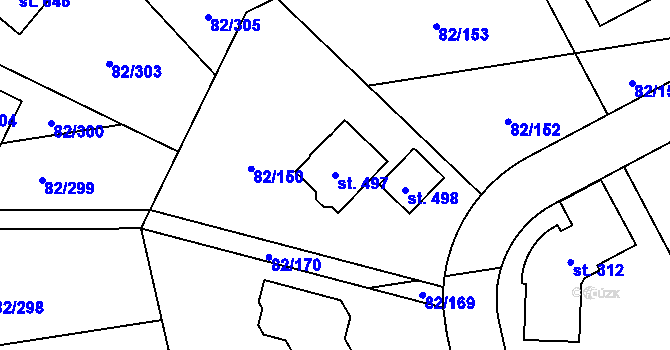 Parcela st. 497 v KÚ Zdiměřice u Prahy, Katastrální mapa