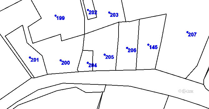 Parcela st. 205 v KÚ Osoblaha, Katastrální mapa