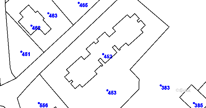 Parcela st. 452 v KÚ Osoblaha, Katastrální mapa
