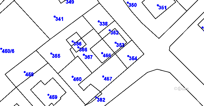 Parcela st. 466 v KÚ Osoblaha, Katastrální mapa