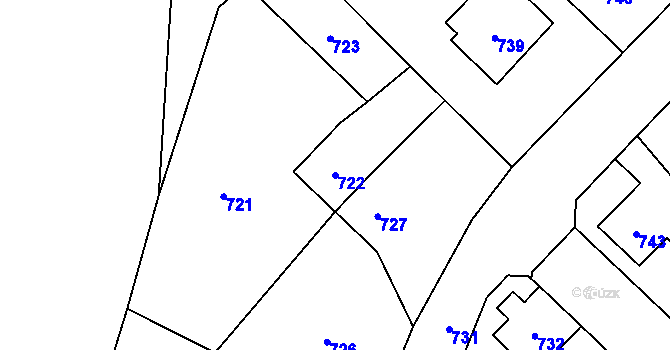 Parcela st. 722 v KÚ Osoblaha, Katastrální mapa