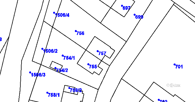 Parcela st. 757 v KÚ Osoblaha, Katastrální mapa