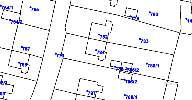Parcela st. 784 v KÚ Osoblaha, Katastrální mapa