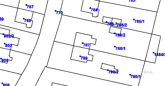 Parcela st. 787 v KÚ Osoblaha, Katastrální mapa