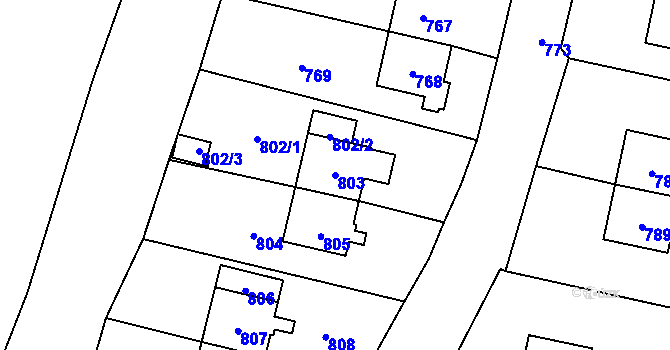 Parcela st. 803 v KÚ Osoblaha, Katastrální mapa
