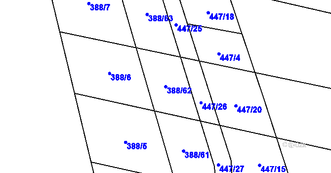 Parcela st. 388/62 v KÚ Osov, Katastrální mapa