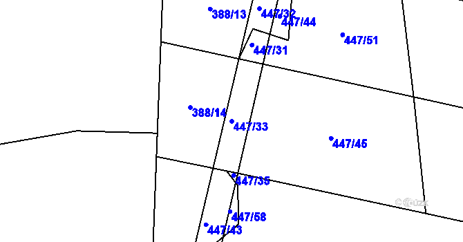 Parcela st. 447/33 v KÚ Osov, Katastrální mapa