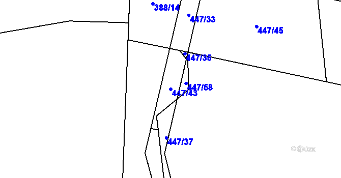 Parcela st. 447/43 v KÚ Osov, Katastrální mapa