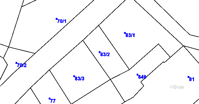 Parcela st. 83/2 v KÚ Osová, Katastrální mapa