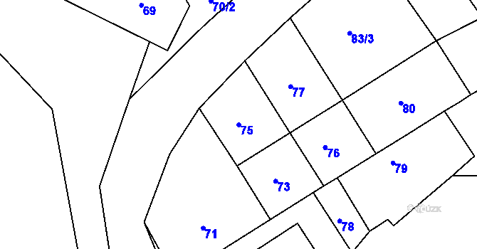 Parcela st. 75 v KÚ Osová, Katastrální mapa