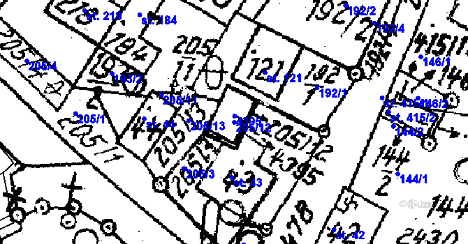 Parcela st. 205/12 v KÚ Osová Bítýška, Katastrální mapa