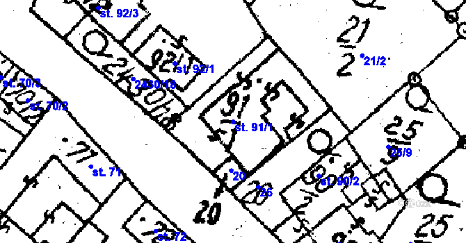 Parcela st. 91/1 v KÚ Osová Bítýška, Katastrální mapa