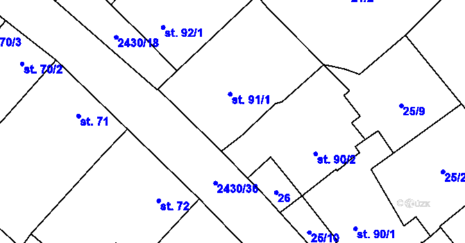 Parcela st. 91/2 v KÚ Osová Bítýška, Katastrální mapa