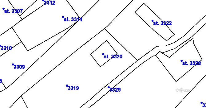 Parcela st. 3320 v KÚ Osová Bítýška, Katastrální mapa