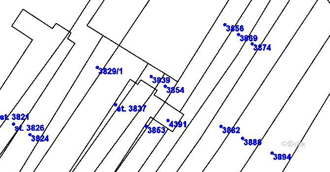 Parcela st. 3854 v KÚ Osová Bítýška, Katastrální mapa