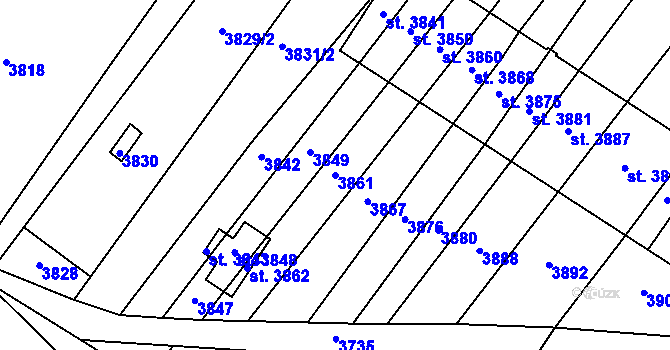 Parcela st. 3861 v KÚ Osová Bítýška, Katastrální mapa