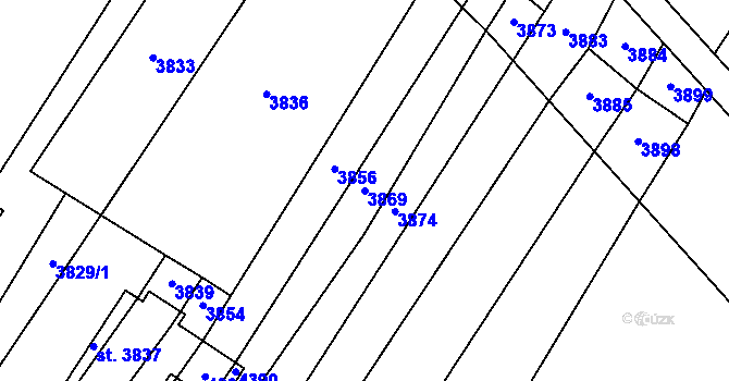 Parcela st. 3869 v KÚ Osová Bítýška, Katastrální mapa