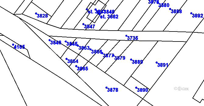 Parcela st. 3877 v KÚ Osová Bítýška, Katastrální mapa