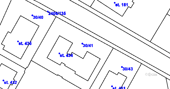 Parcela st. 30/41 v KÚ Osová Bítýška, Katastrální mapa
