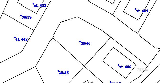 Parcela st. 30/46 v KÚ Osová Bítýška, Katastrální mapa