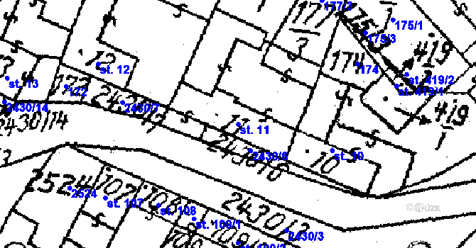 Parcela st. 11 v KÚ Osová Bítýška, Katastrální mapa